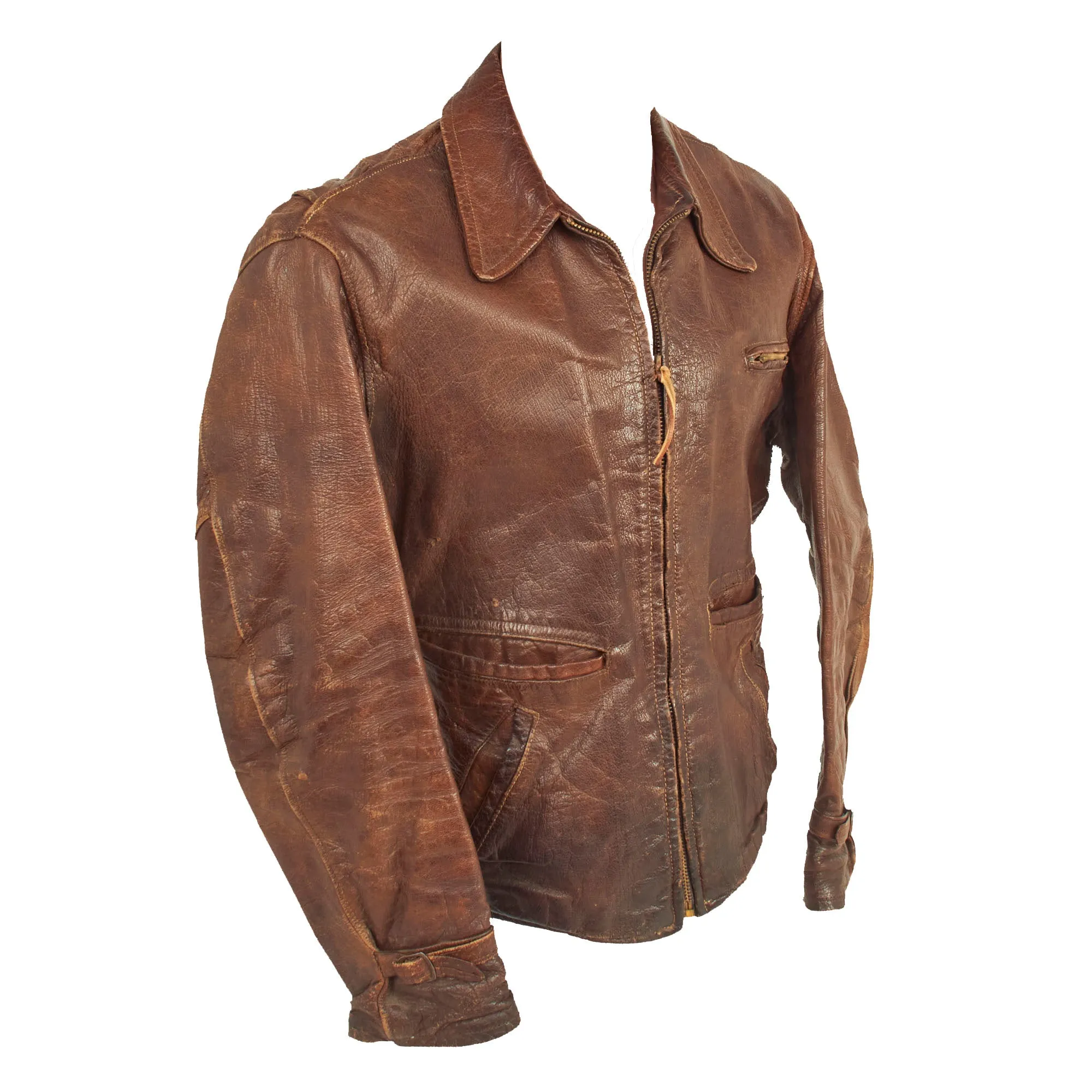 Original U.S. WWII British Made A-2 Style 20th Combat Fighter Squadron, 8th Air Force Painted Leather Motorcycle Jacket