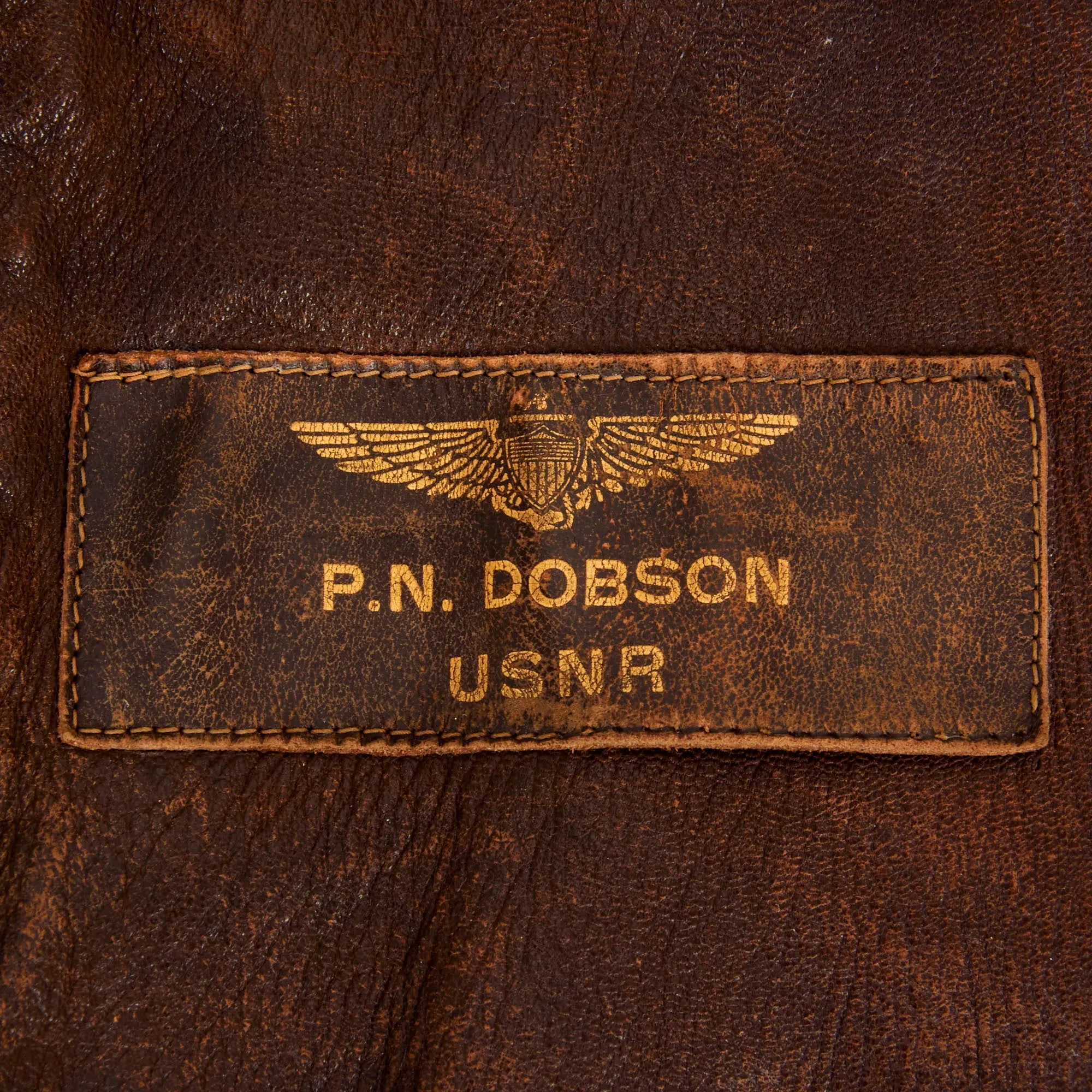 Original U.S. WWII Named US Navy Bomber Squadron G-1 Leather Flying Jacket Featuring Bugs Bunny Squadron Artwork - P.N. Dobson USNR