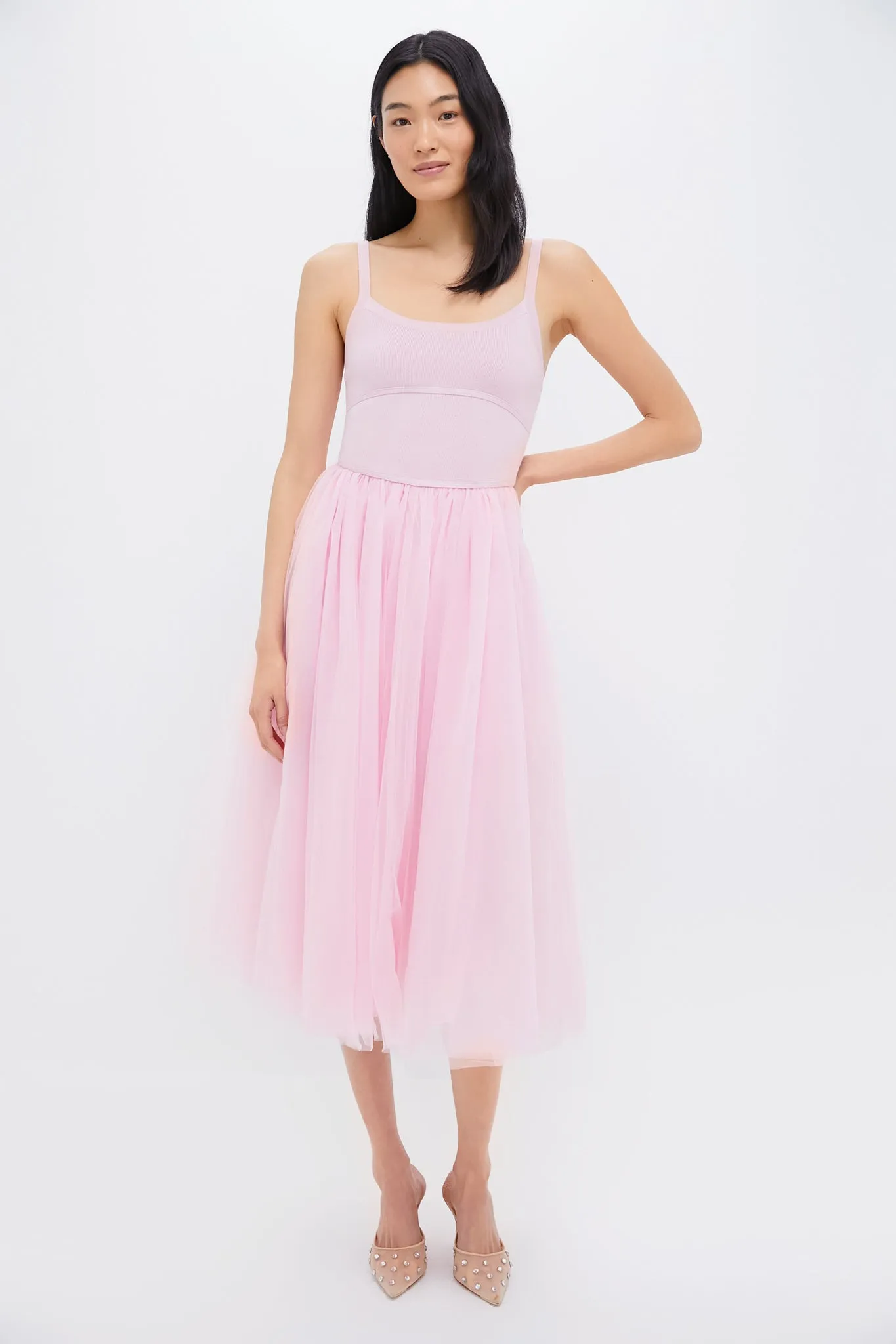 Pink Sleeveless Midi Dress