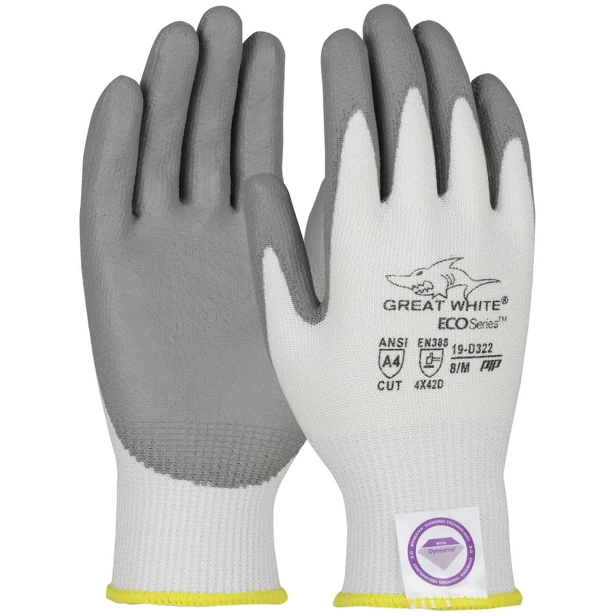 PIP Great White Eco 19-D322V Vend Ready Seamless Knit Dyneema Diamond 2.0 Blended Glove, White, 1 Pair