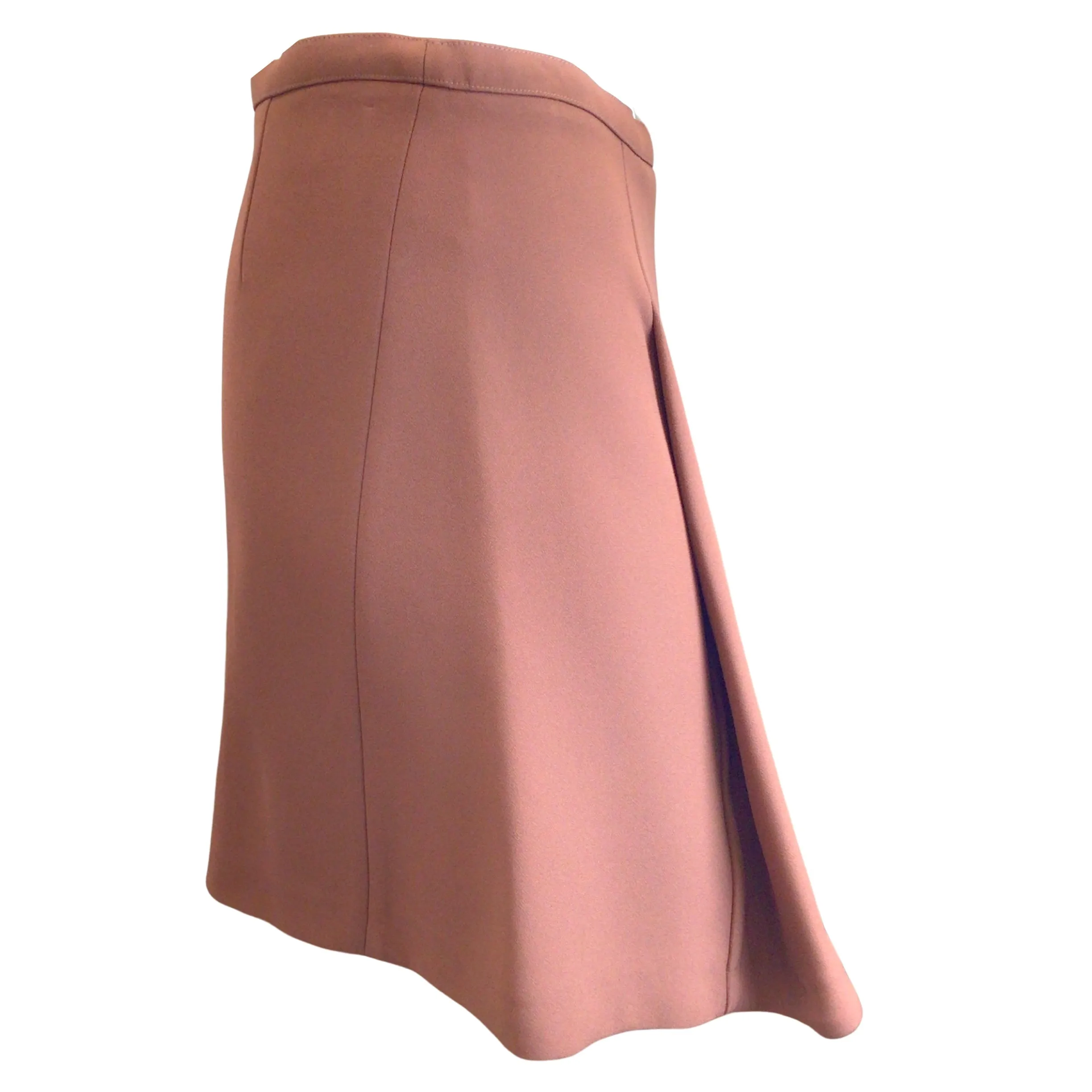 Plan C Brown Box Pleat Crepe Mini Skirt