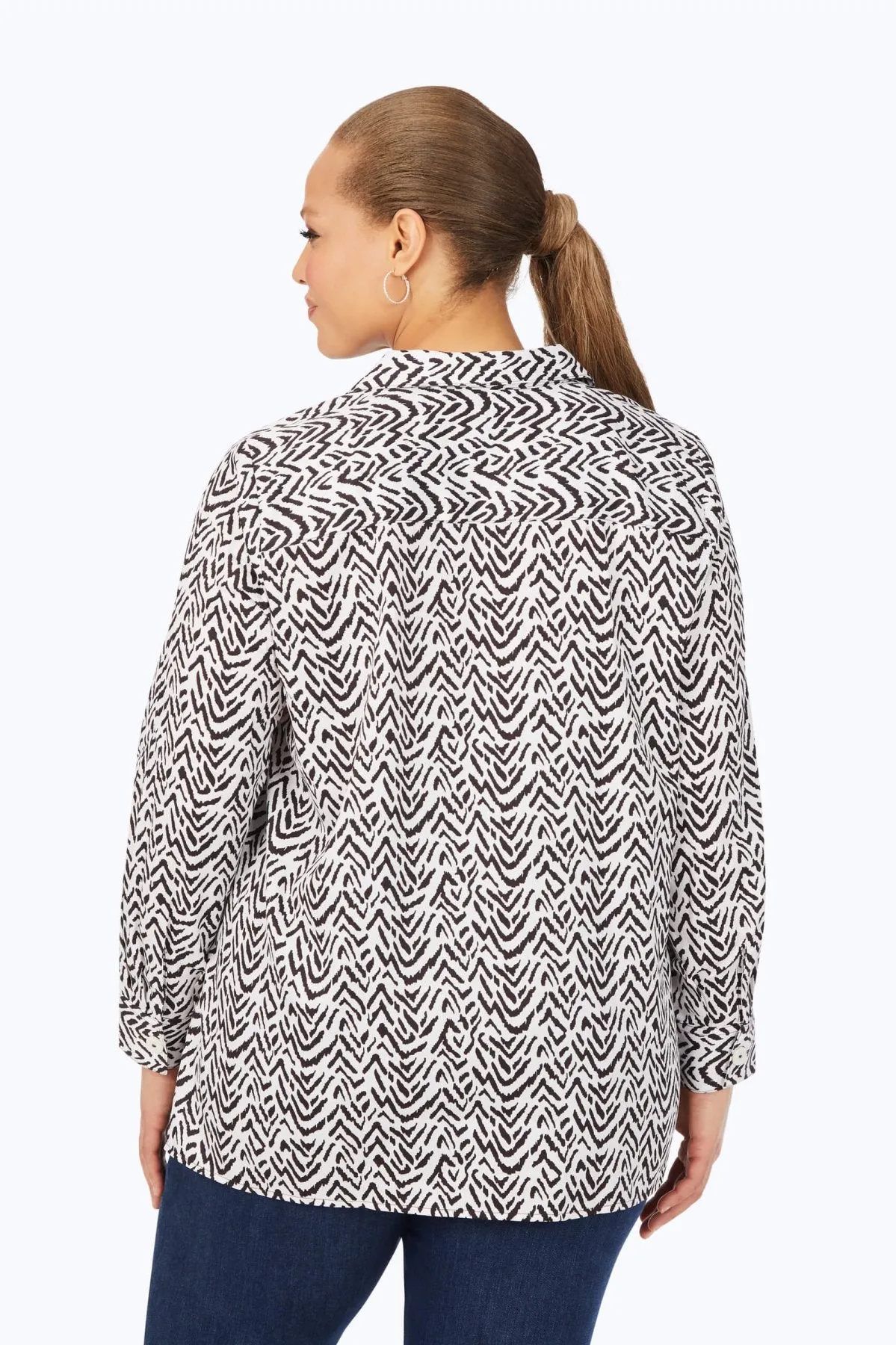 Plus Animal Herringbone No Iron Tunic