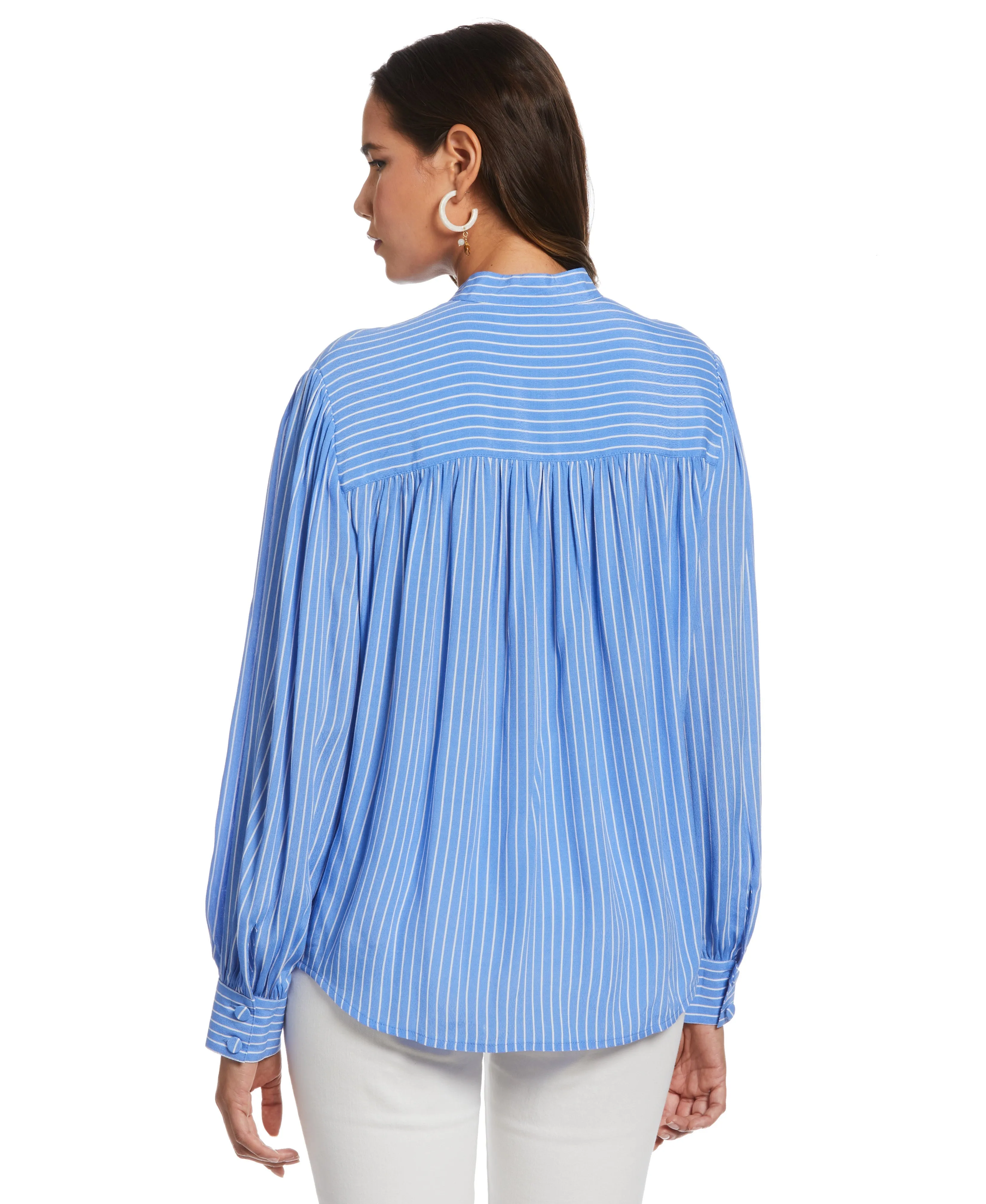 Plus Size Stripe Popover Blouse