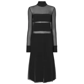 Proenza Schouler Black Textured Viscose Chiffon Dress