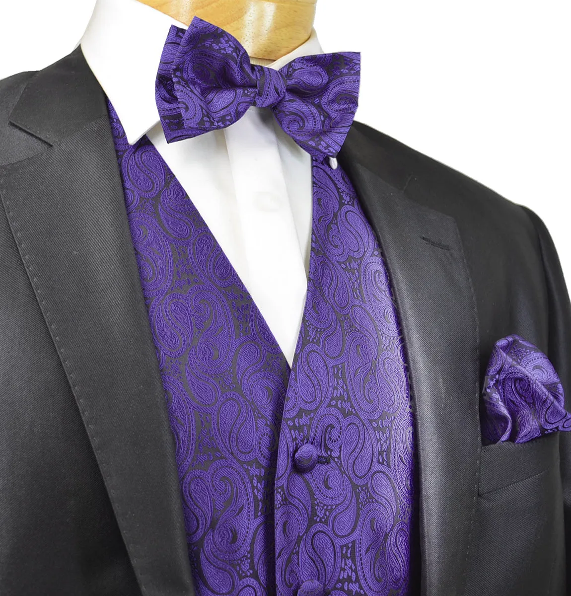 Purple Paisley Tuxedo Vest Set