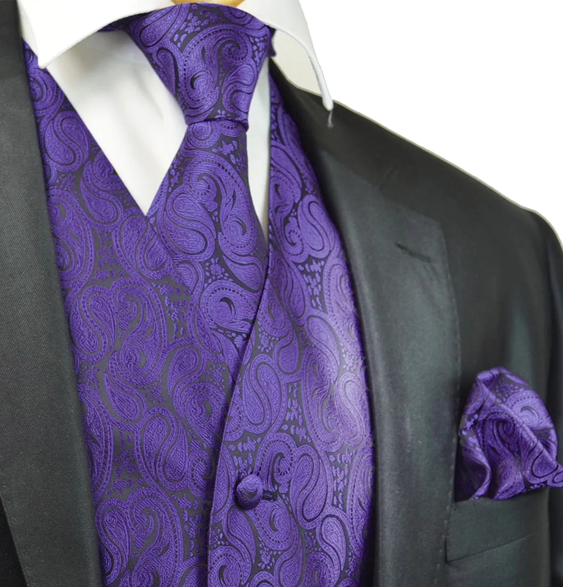 Purple Paisley Tuxedo Vest Set