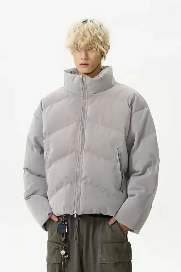 Quilted Plain Color Puffer Jacket