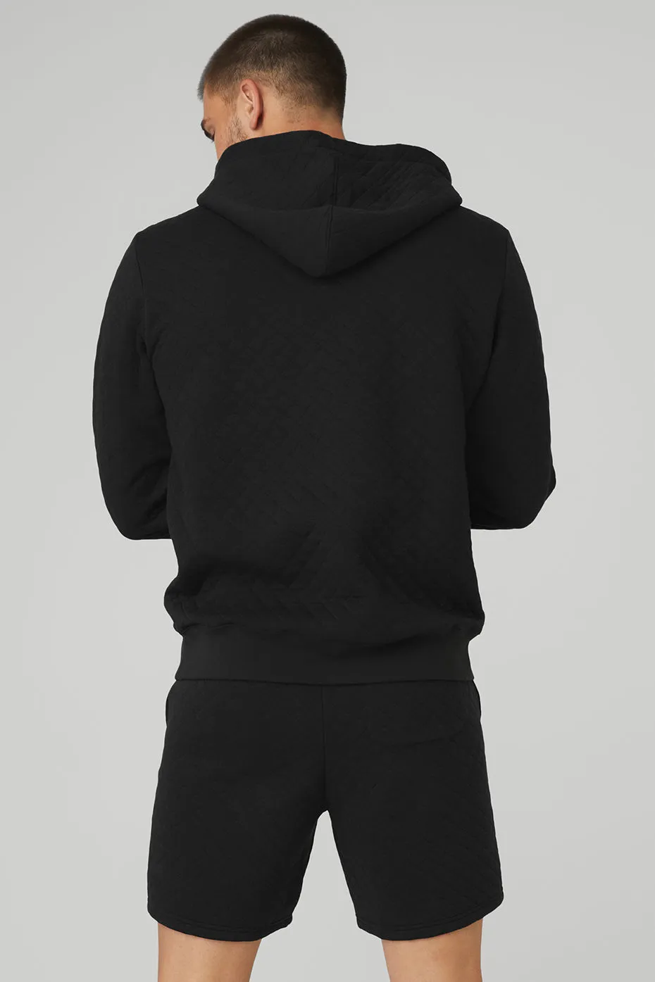 Quilted Stadium Hoodie - Black