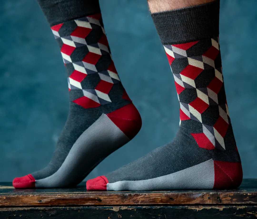 "Earl's Gray" Cotton Crew Socks by Uptown Sox - Large