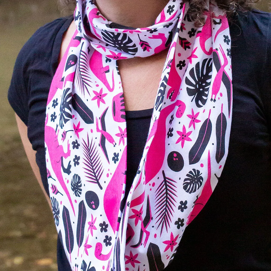 "Jurassic Pink" Dinosaurs Infinity Scarf