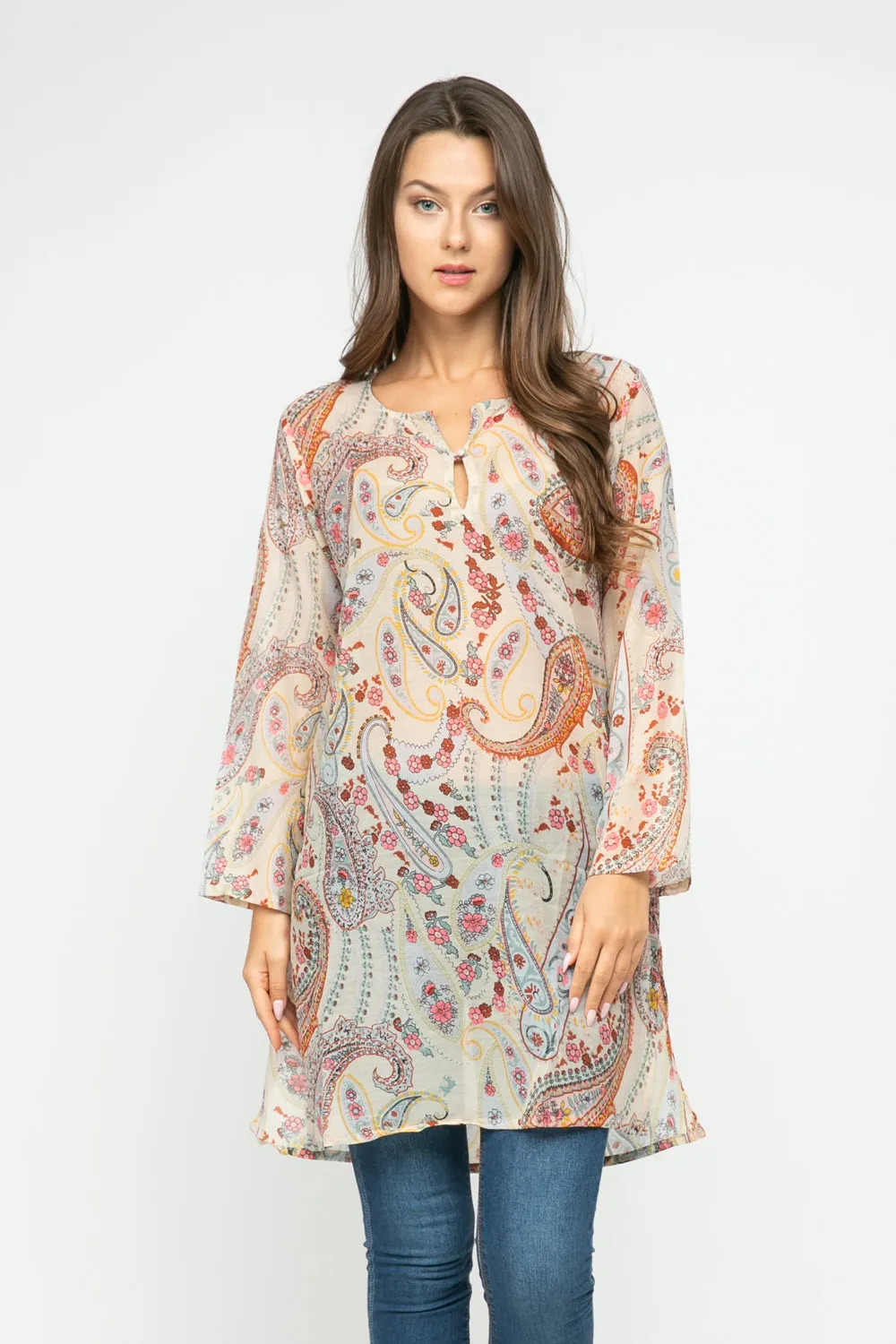 RAJ CAROLINA VANILLA PRINTED TUNIC