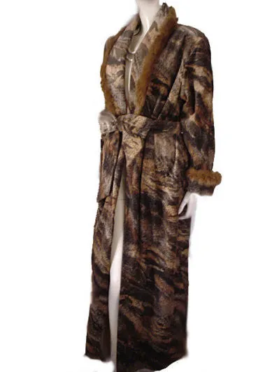 *RARE & UNIQUE  LUXURIOUS PRE-OWNED DIAMOND TEA ROBE SATIN LINED DRESSING GOWN ADORNED WITH  LUXURIOUS FUR TRIM - SIZE SMALL / MEDIUM