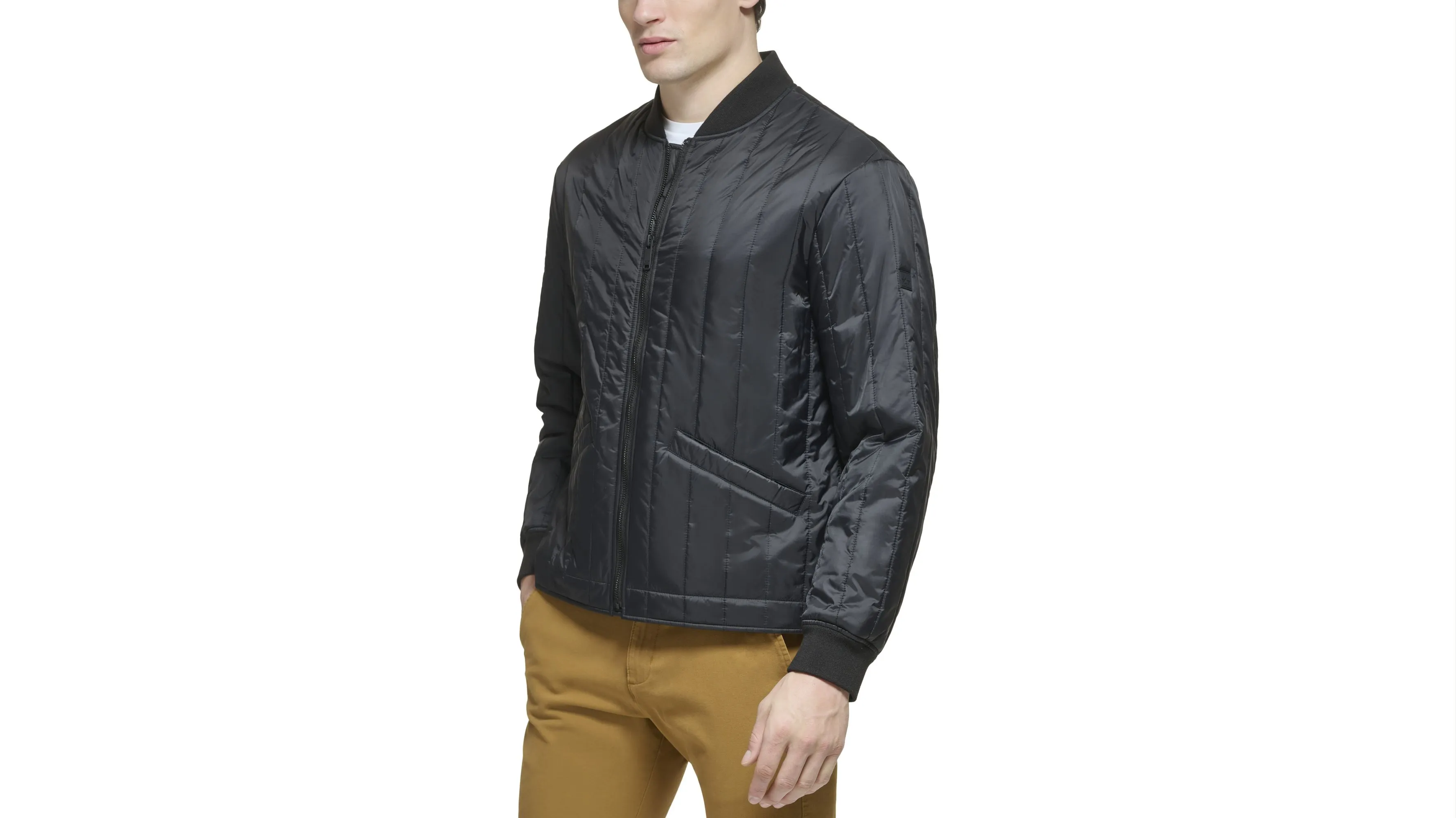 Recycled Nylon Channel Quilted Bomber Jacket