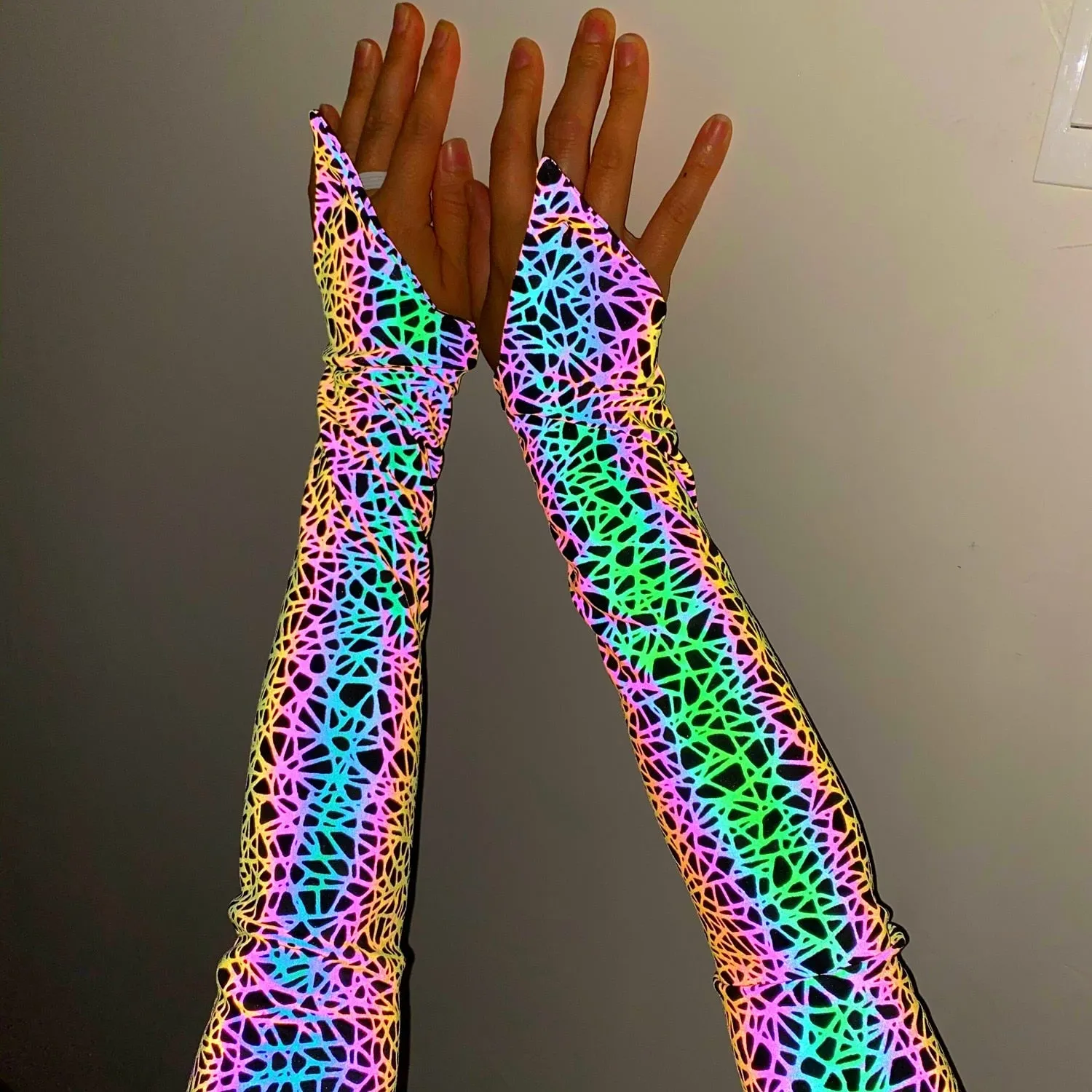 Reflective Long Sleeve Fingerless Gloves