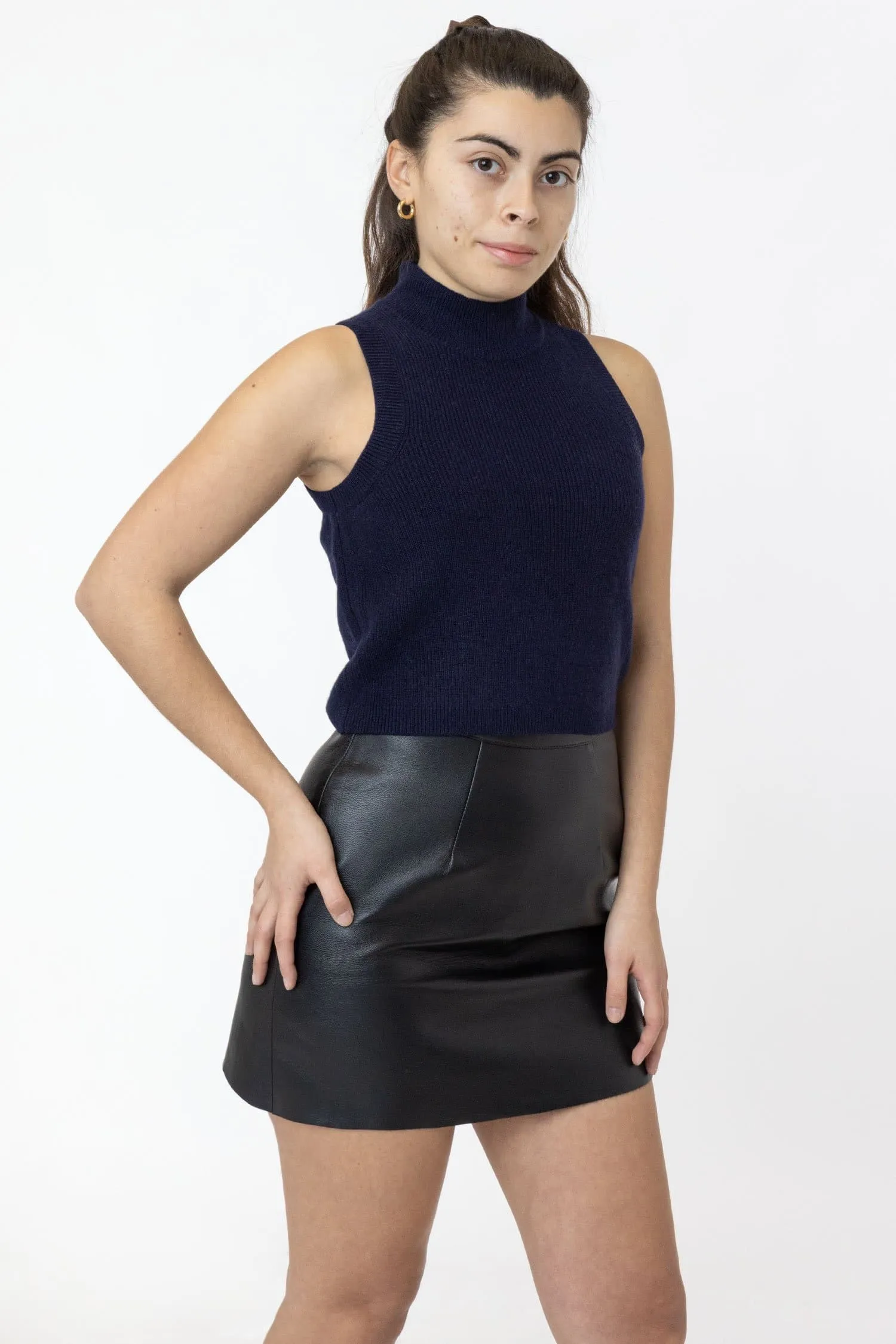 RFK382 - Cashmere Knit Sleeveless Mock Neck