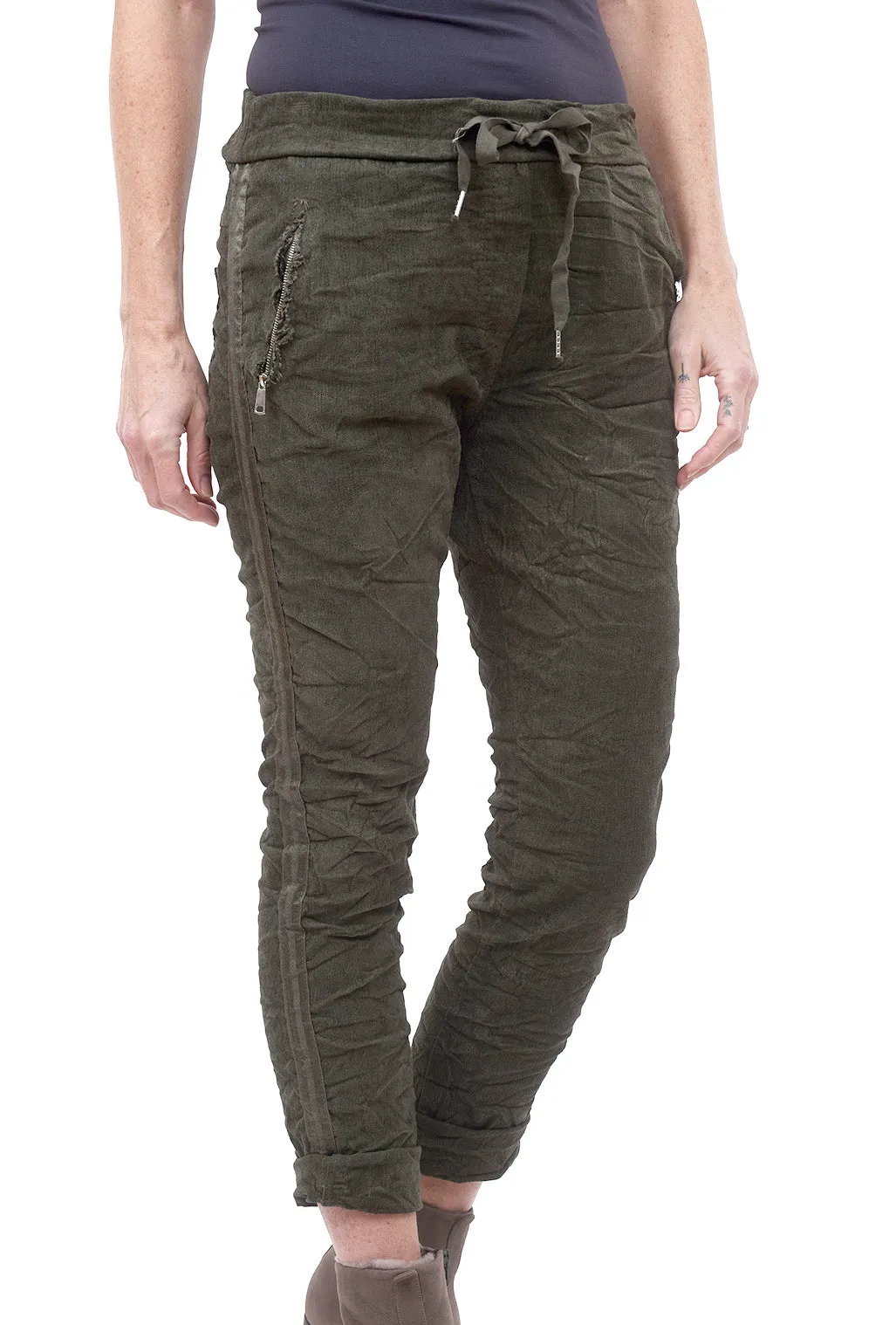 Ribbon Side Corduroy Joggers, Forest