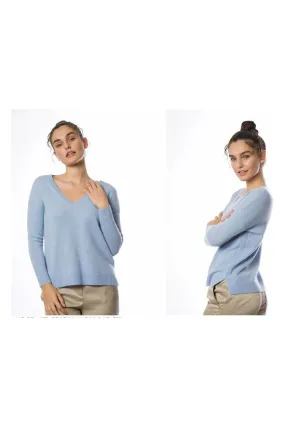 Robertson Madison 100% Cashmere Classic V Neck Sweater CC-122 | Lt Blue | Clearance Final Sale