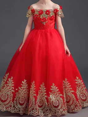 Ruby Whimsy Floral Princess Special Occasion Dress