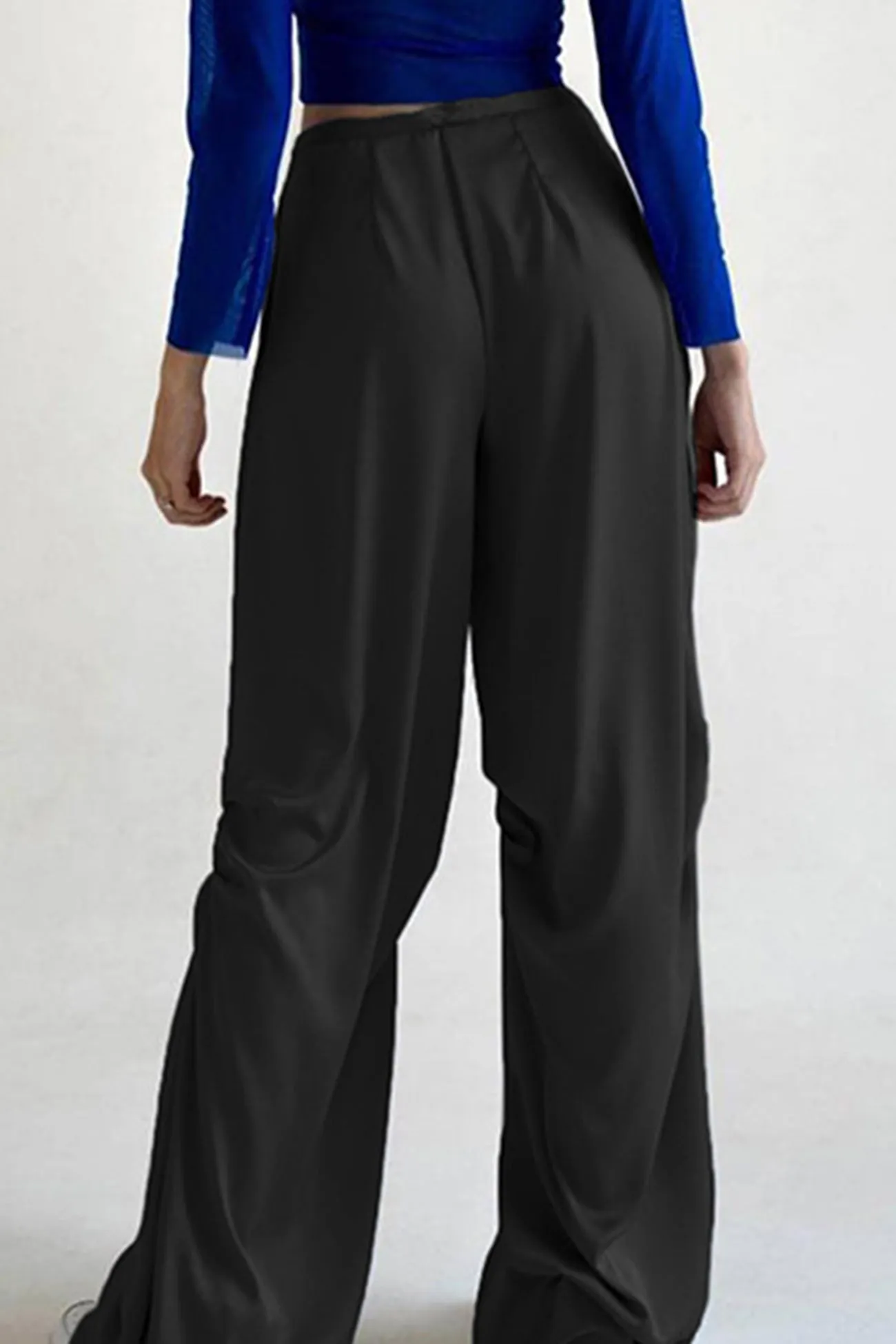 Satin Drawstring Low-waisted Long Pants