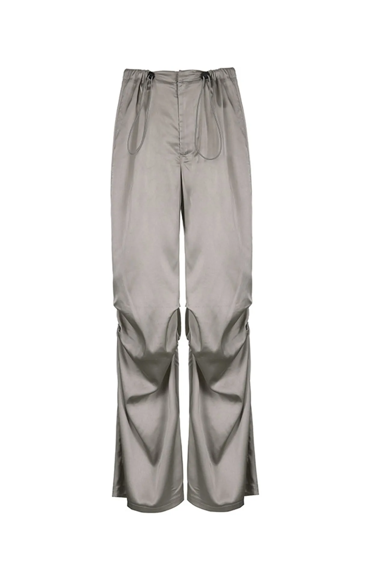 Satin Drawstring Low-waisted Long Pants