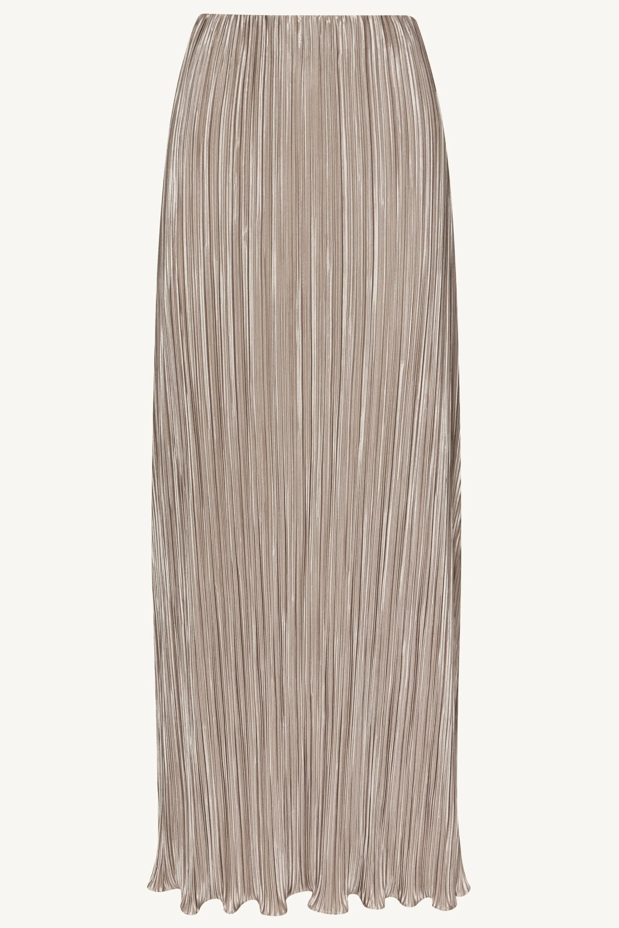 Satin Plisse Maxi Skirt - Taupe