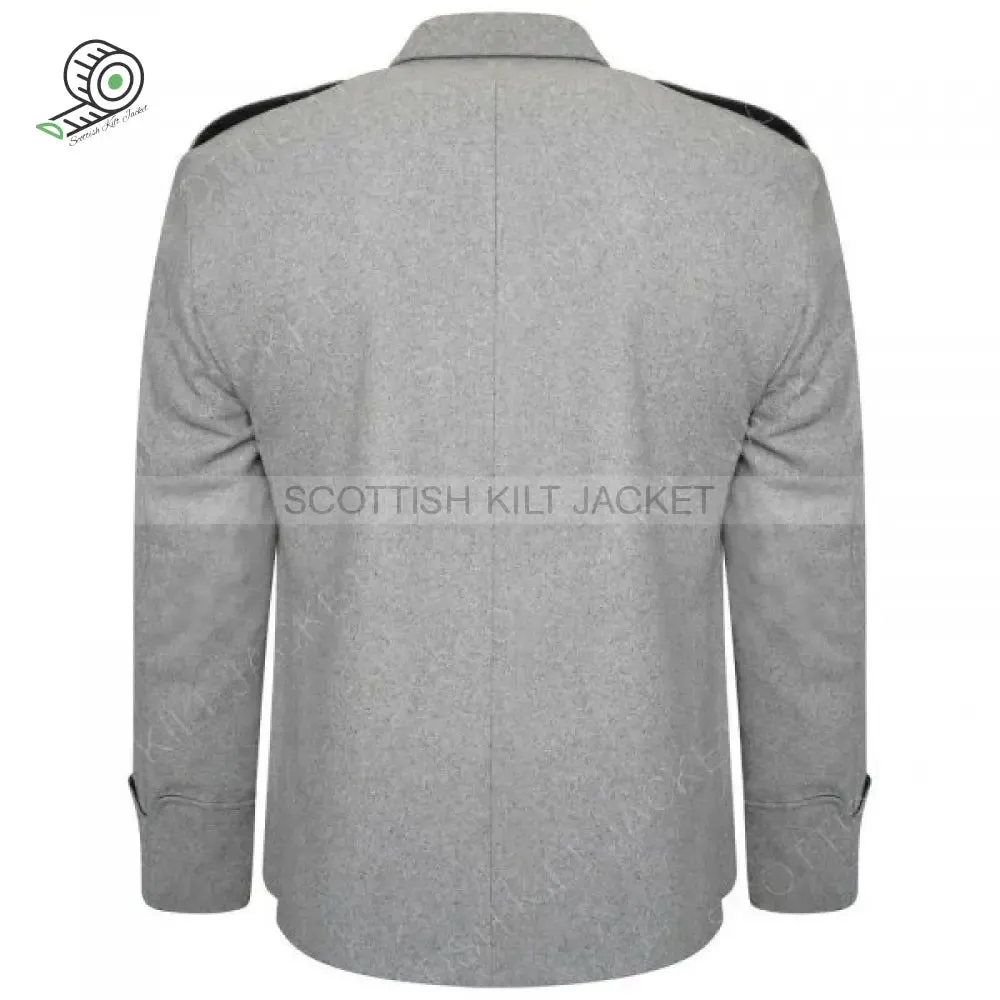 Scottish Argyle Jacket Light Grey 100% WOOL Argyle kilt Jacket & Waistcoat Vest,