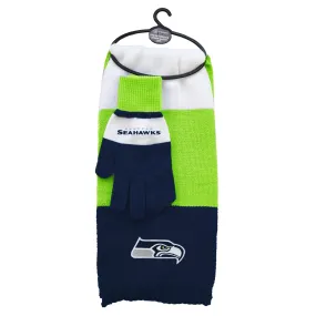 SEATTLE SEAHAWKS TRI-COLOR SCARF AND GLOVE SET