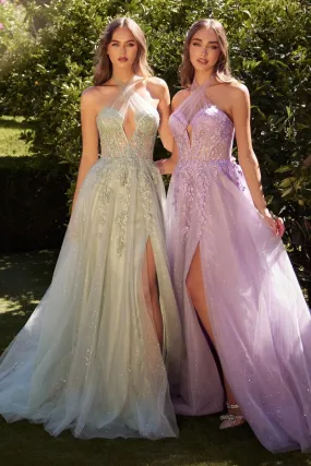 Sensational Prom Dress Layered Halter Gown 6201236TAR-DustyLavender Andrea & Leo A1236  LaDivine A1236