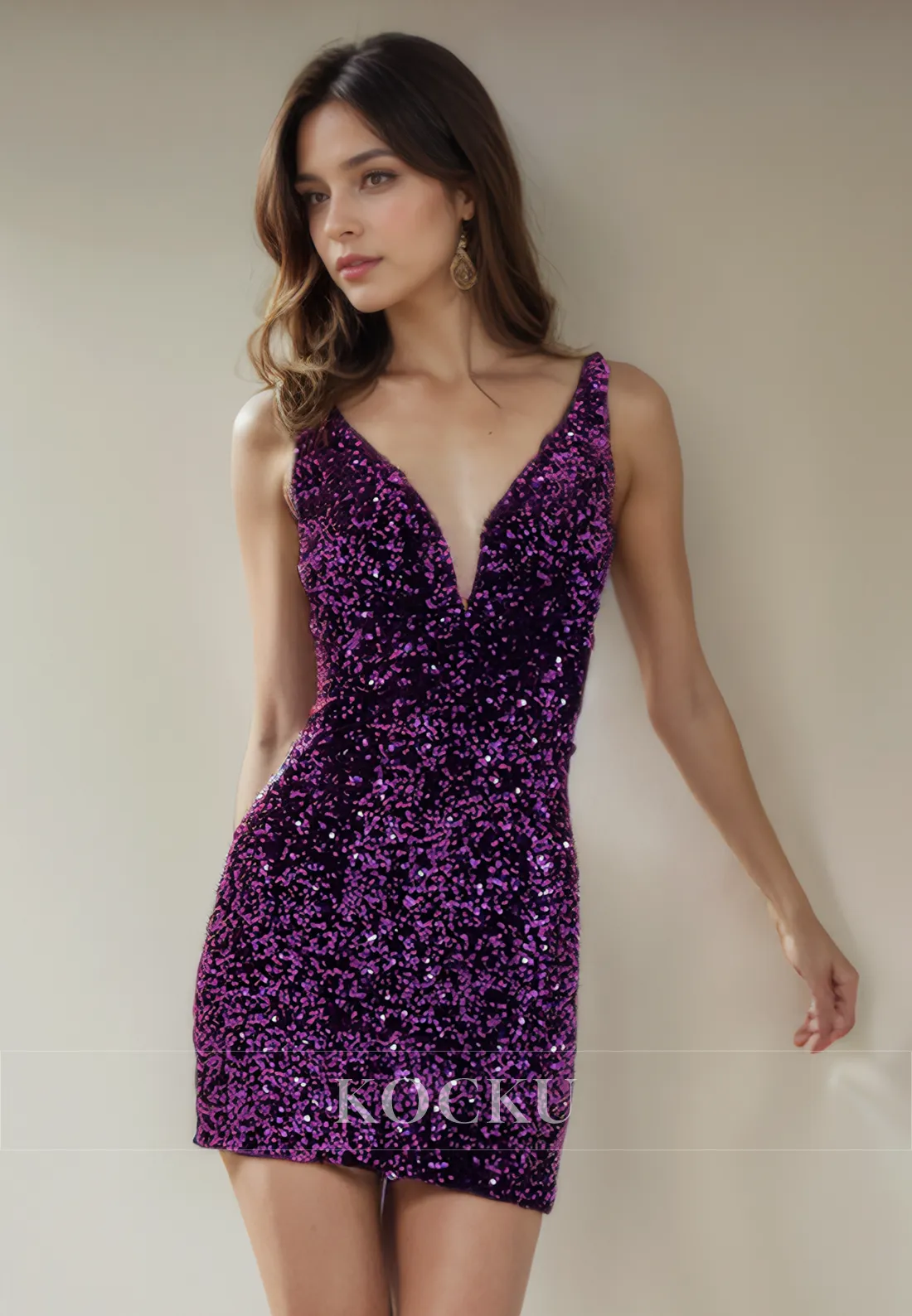 Sexy & Morden V-Neck Sleeveless Sheath Sequined Party Homecoming Dress