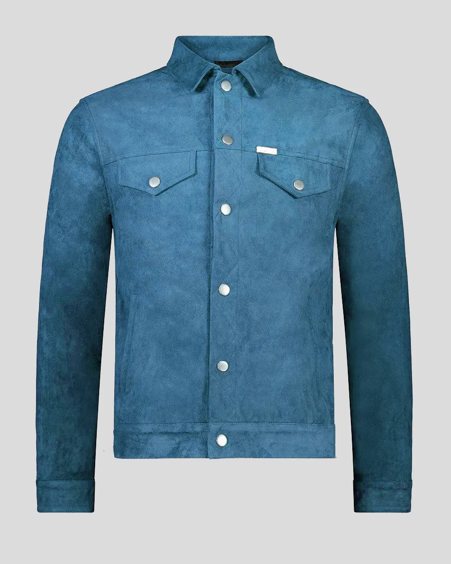 SG Vegan Suede Trucker Jacket - Dusty Blue