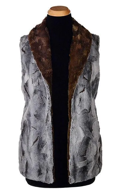 Shawl Collar Vest - Giant's Causeway with Cuddly Fur in Chocolate (One Small Left!)