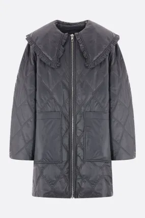 shiny nylon quilted midi jacket