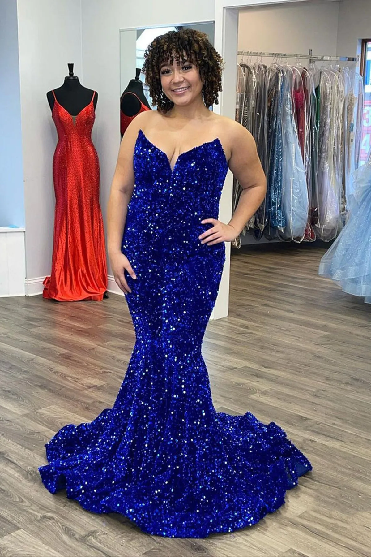 Shiny Sequins Mermaid Burgundy/Blue/Black Long Prom Dress, Burgundy/Blue/Black Sequins Formal Graduation Evening Dress A1420