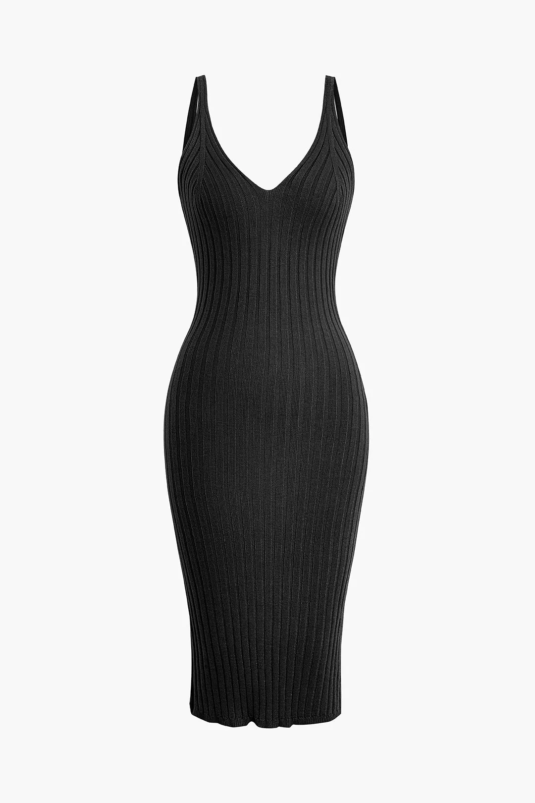 Sleeveless V-Neck Knit Midi Dress