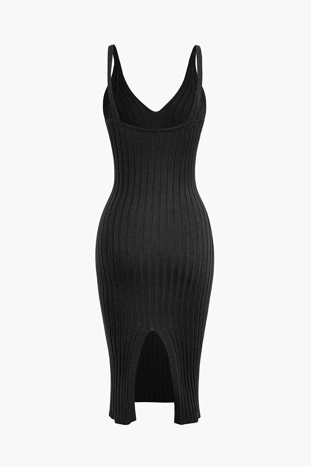 Sleeveless V-Neck Knit Midi Dress