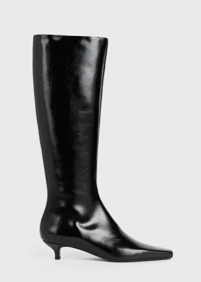 Slim patent knee-high boots black