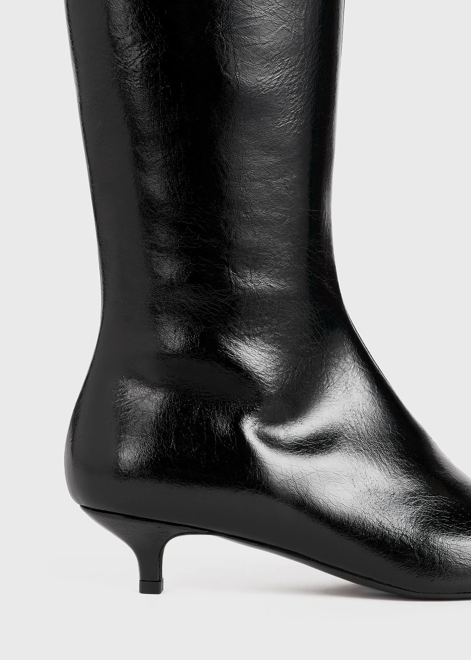 Slim patent knee-high boots black