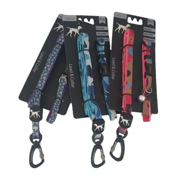 Small Pet Lead & Collar Set - Assorted Colours & Designs