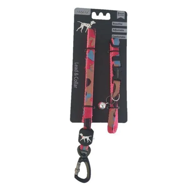 Small Pet Lead & Collar Set - Assorted Colours & Designs