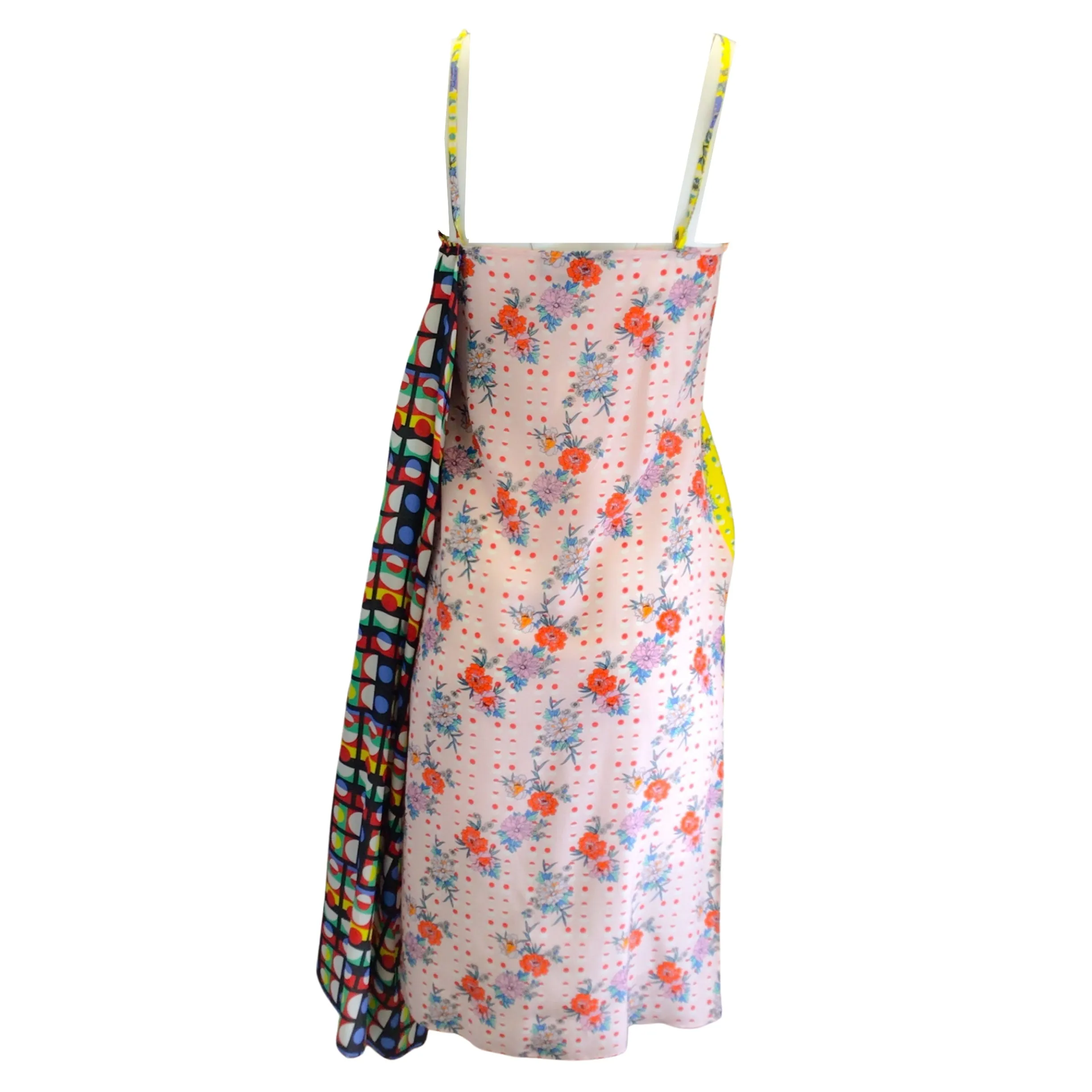 Snow Xue Gao Yellow Multi Mixed Print Sleeveless Silk Dress