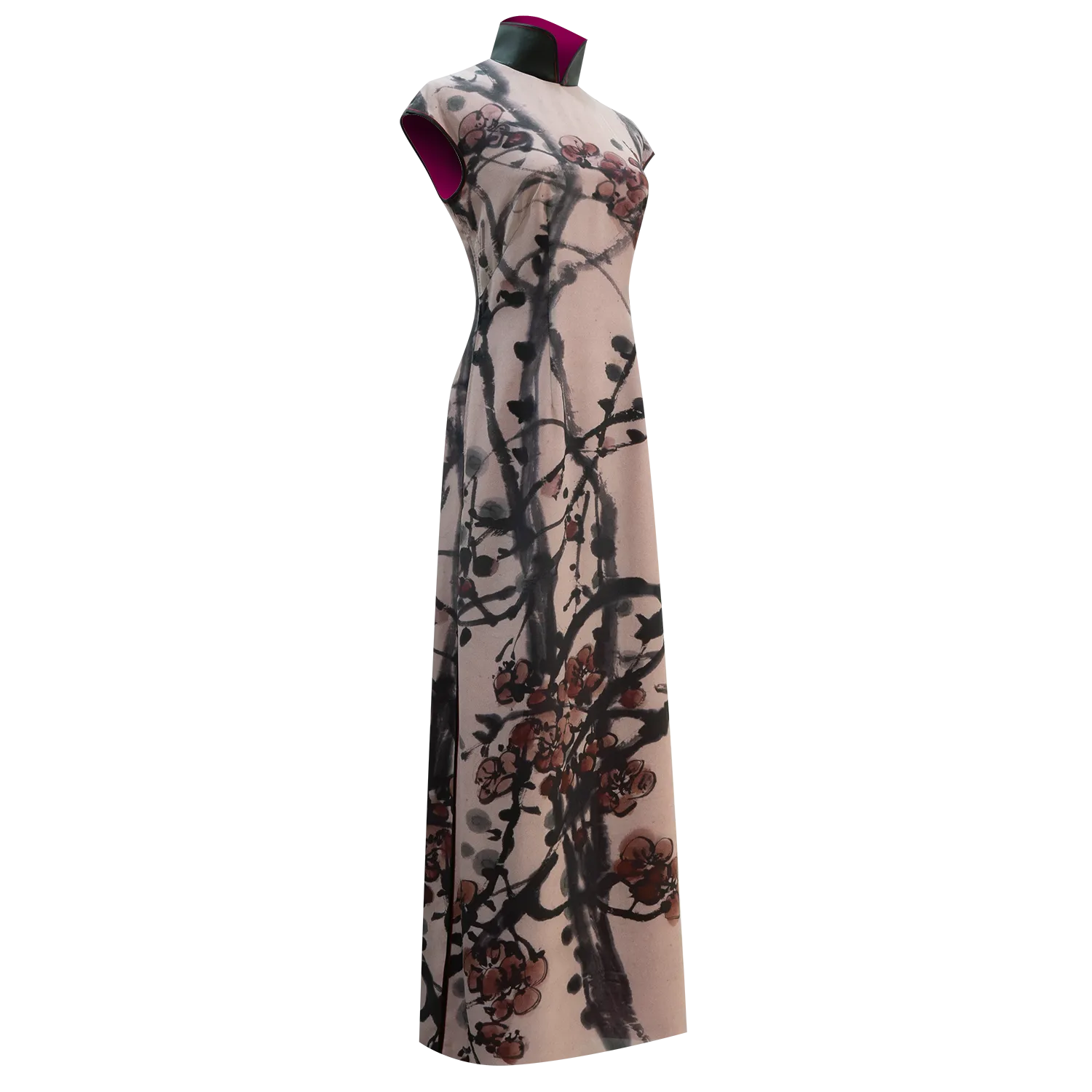 SPARKLE COLLECTION x HKMoA【PLUM BLOSSOMS】100% Silk Cheongsam (Cap Sleeve) (紅梅圖) (吳昌碩)