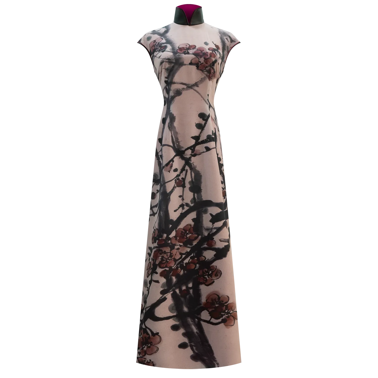 SPARKLE COLLECTION x HKMoA【PLUM BLOSSOMS】100% Silk Cheongsam (Cap Sleeve) (紅梅圖) (吳昌碩)