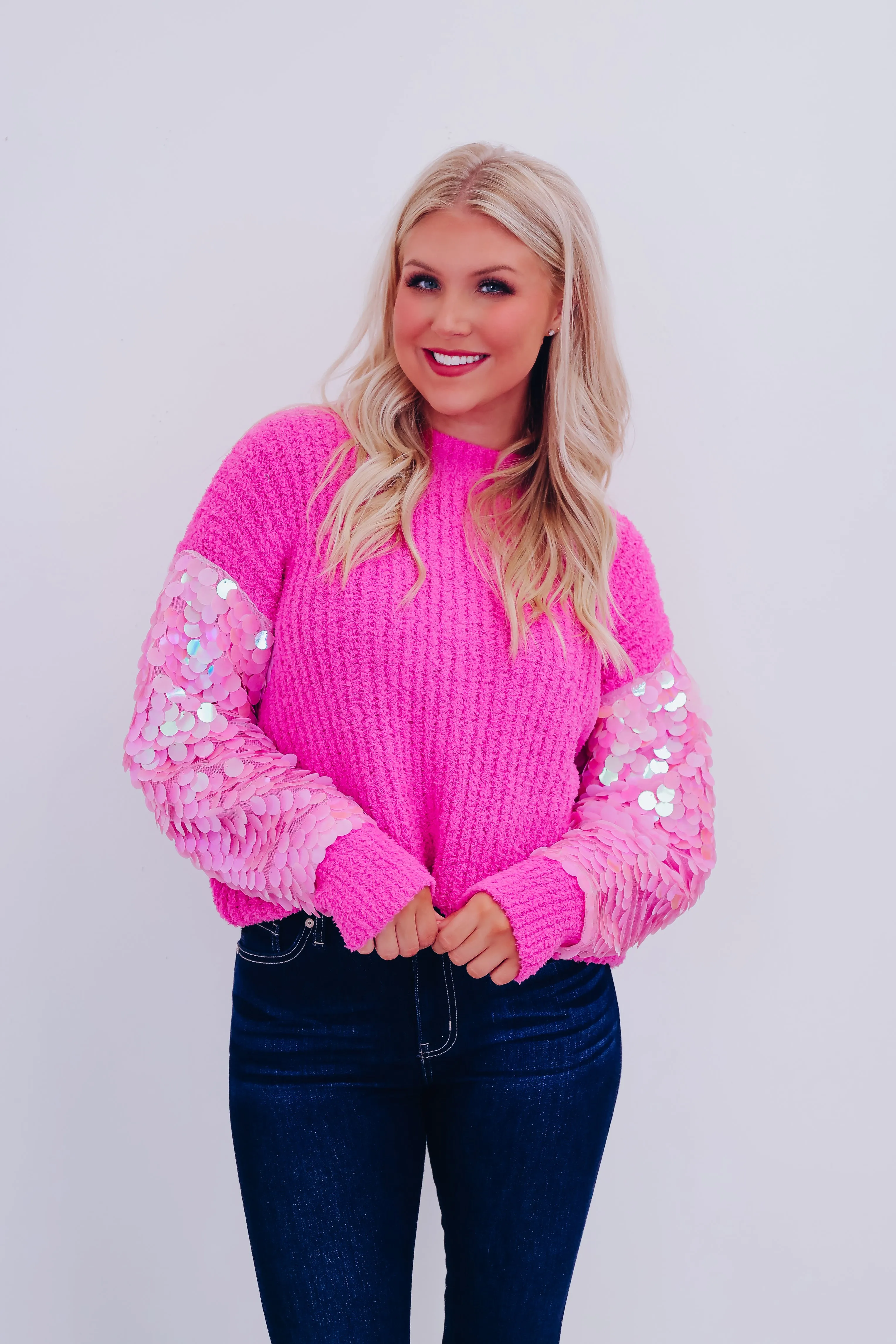 Sparkling Spotlight Oversized Sweater - Pink