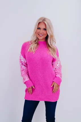 Sparkling Spotlight Oversized Sweater - Pink