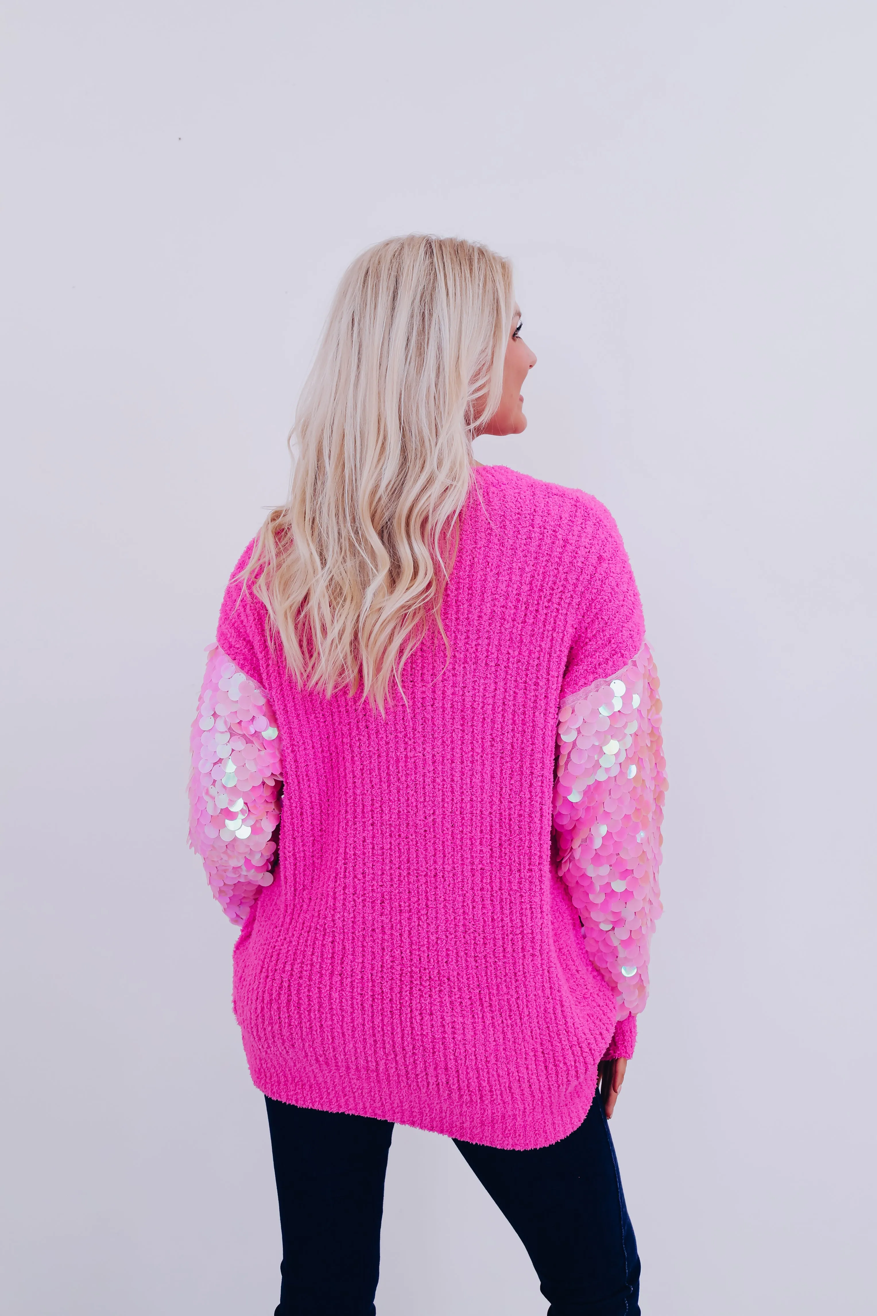 Sparkling Spotlight Oversized Sweater - Pink