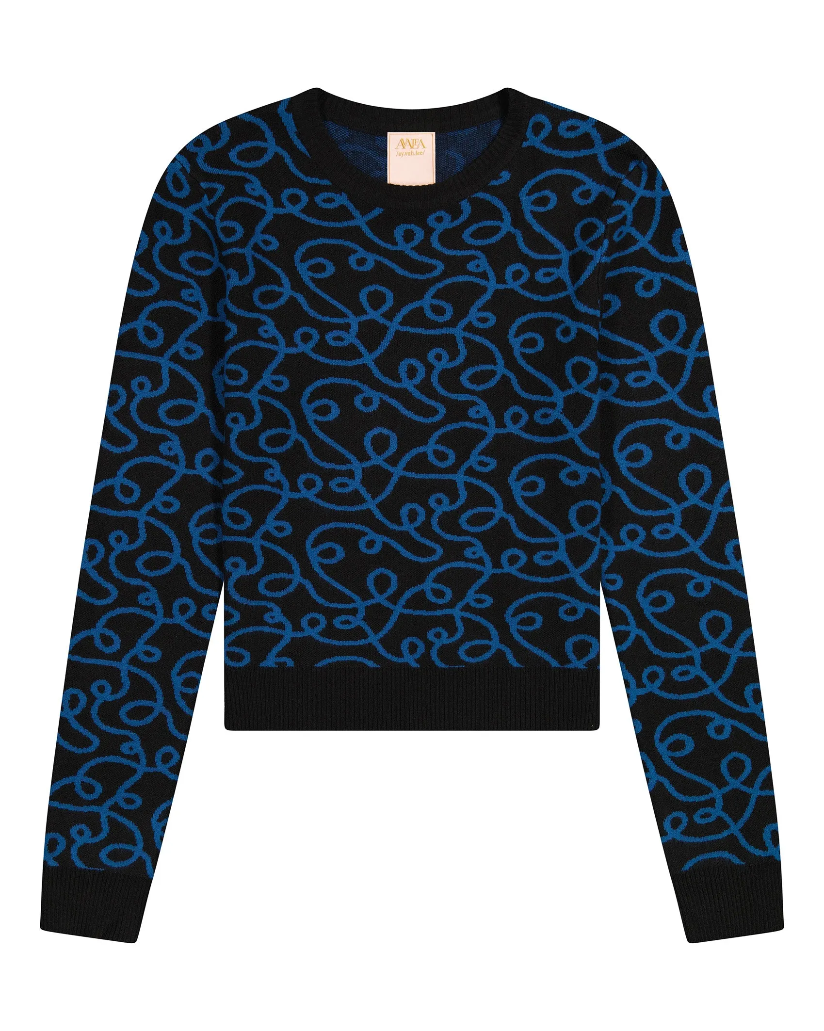 Squiggle Printed Crop Sweater