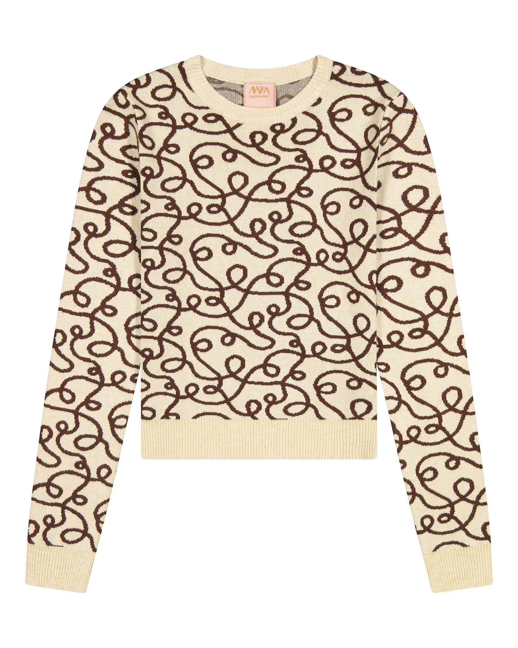 Squiggle Printed Crop Sweater