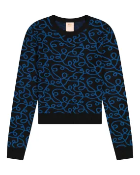 Squiggle Printed Crop Sweater