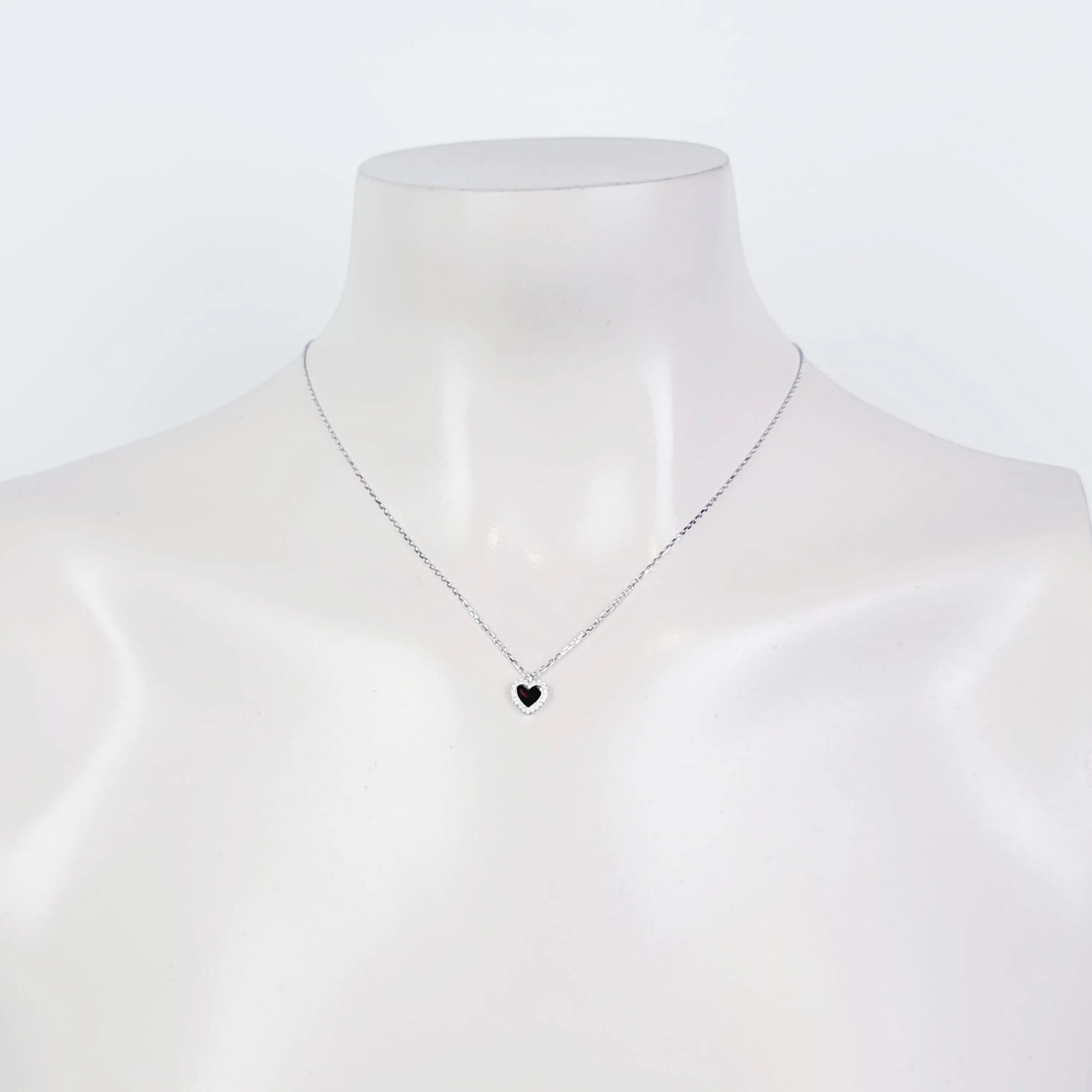 Sterling Silver Discreet Day Collar with Rhinestone Heart