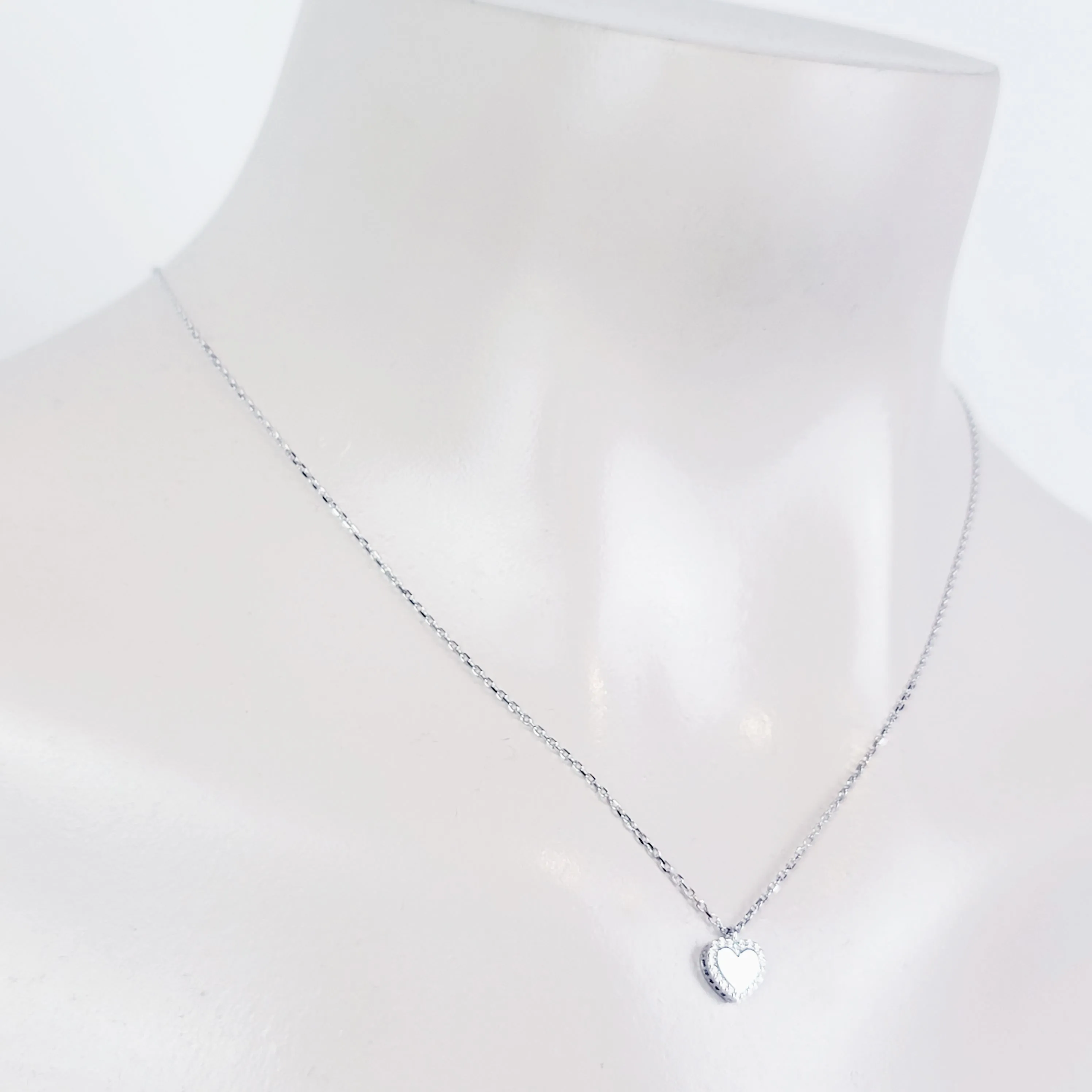 Sterling Silver Discreet Day Collar with Rhinestone Heart